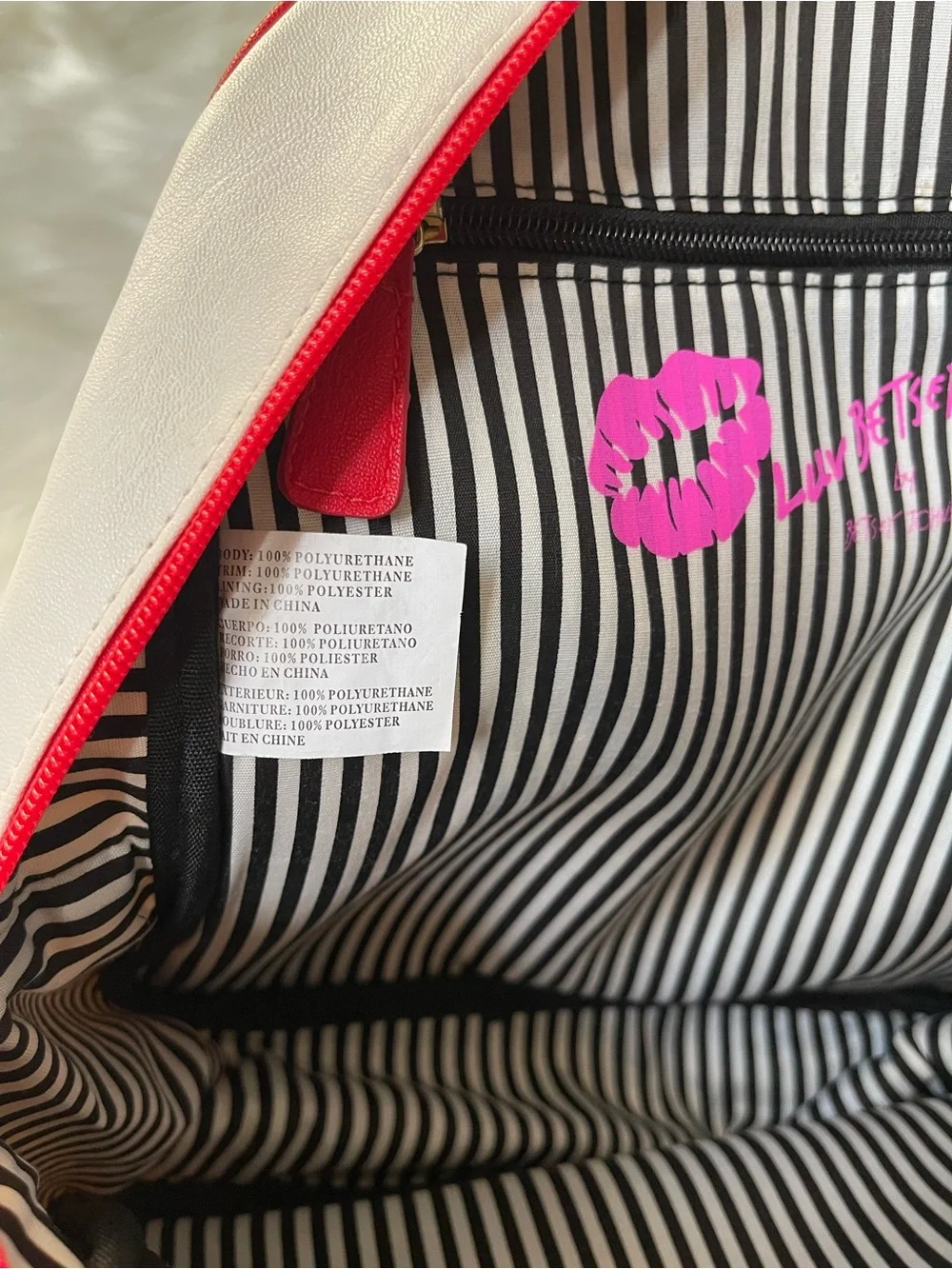 Betsey Johnson Baseball Backpack White Red Novelty Sports Bag Glove Charm